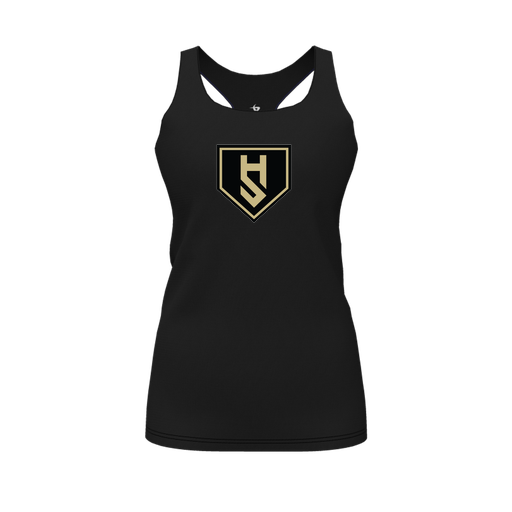 [CUS-DFW-RCBK-PER-BLK-FYS-LOGO1] Racerback Tank Top (Female Youth S, Black, Logo 1)
