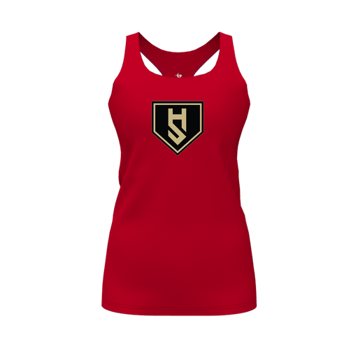 [CUS-DFW-RCBK-PER-RED-FYS-LOGO1] Racerback Tank Top (Female Youth S, Red, Logo 1)