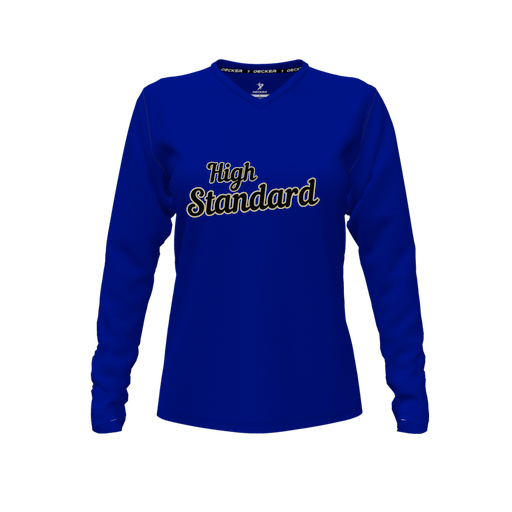 [CUS-DFW-TEES-CMF-VNK-LSL-RYL-FYXS-LOGO2] Comfort T-Shirt (Female Youth XS, Royal, V Neck, Logo 2, Long Sleeve)