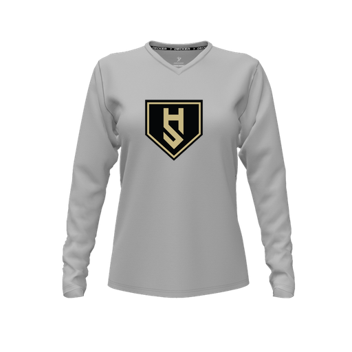 [FTLVCFGY-FYXS-LOGO1] Decker Comfort T-Shirt (Female Youth XS, Gray, V Neck, Logo 1, Long Sleeve)