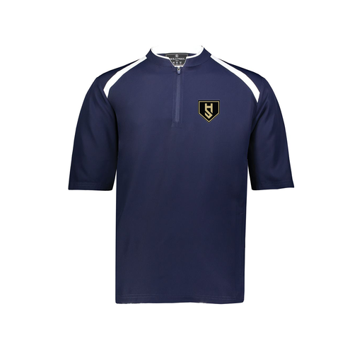 [229581-AS-NVY-LOGO1] Men's Dugout Short Sleeve Pullover (Adult S, Navy, Logo 1)