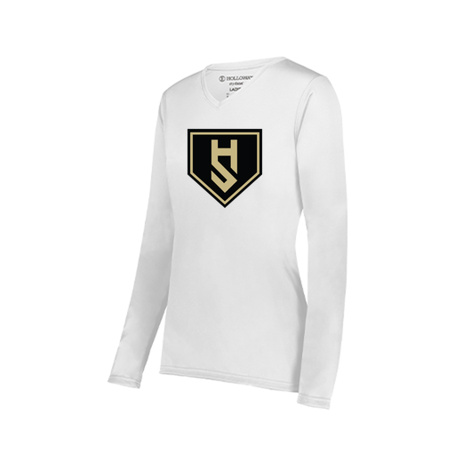 [222824.005.S-LOGO1] Ladies LS Smooth Sport Shirt (Female Adult S, White, Logo 1)