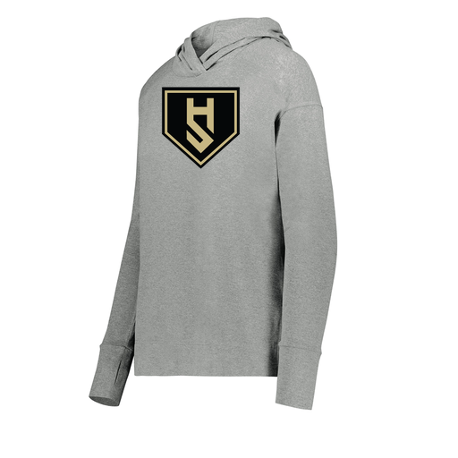 [222798-SIL-FAXS-LOGO1] Ladies Ventura Thin Knit Hoodie (Female Adult XS, Silver, Logo 1)